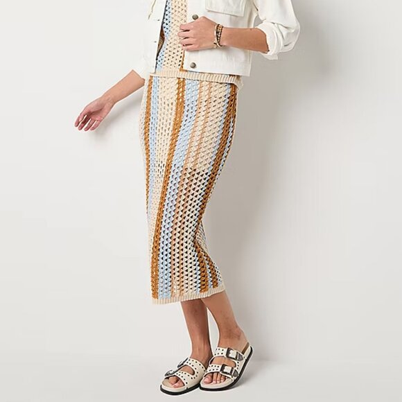 a.n.a Dresses & Skirts - a.n.a Crochet Womens High Rise Midi Pencil Skirt, Natural Sz L 925301